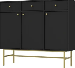 Komody>Lempert Duża czarna trzydrzwiowa komoda z szufladami 124 cm TOKEN czarny grafit