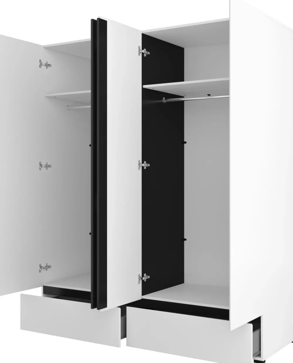 Meble Młodzieżowe|Zestawy Mebli Do Sypialni>Helvetia Duża czterodrzwiowa biała szafa do sypialni 180 cm CROSS biały