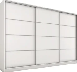 Szafy Trzydrzwiowe|Szafy Do Przedpokoju>BROMARKT Duża garderoba biała szafa przesuwna do sypialni 280 cm TOP MAX biały