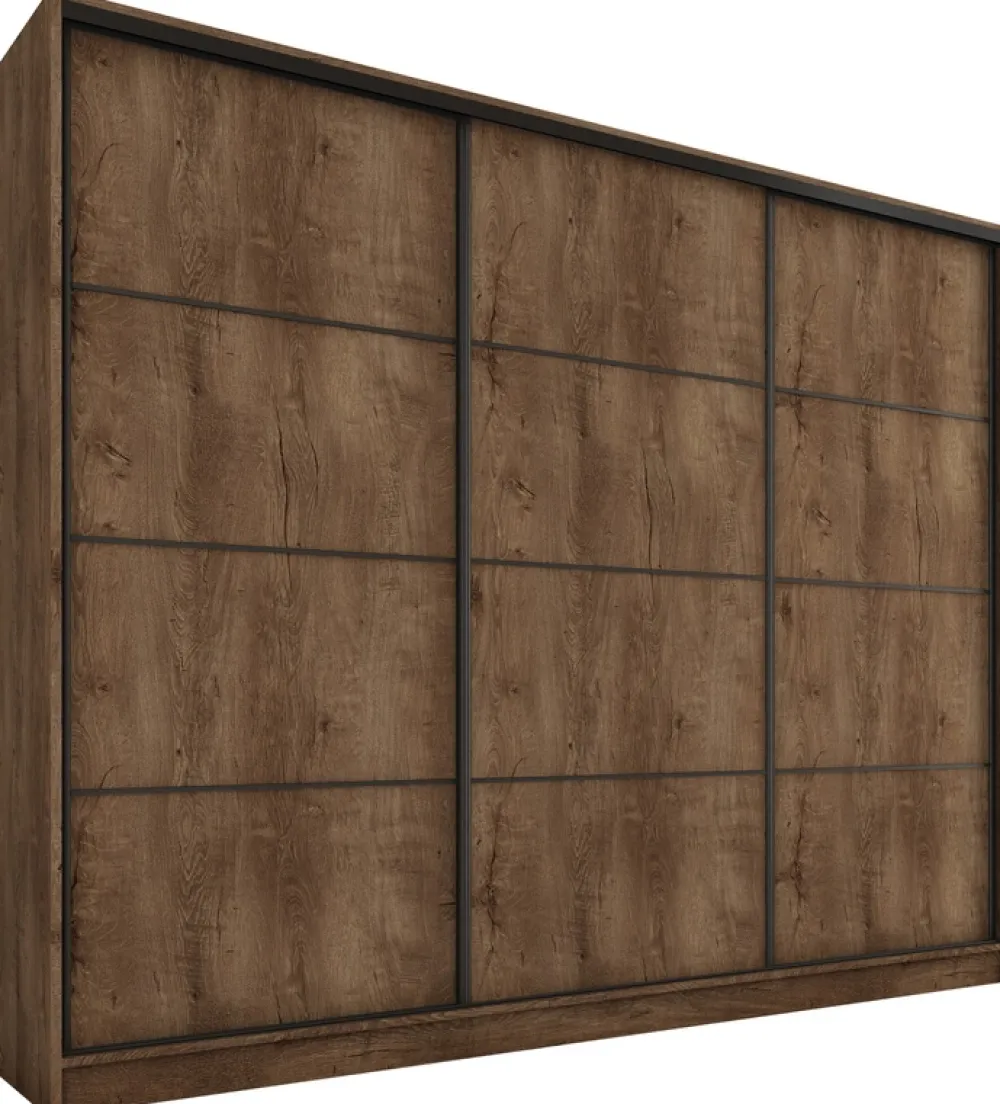 Zestawy Mebli Do Przedpokoju|Szafy Trzydrzwiowe>BROMARKT Duża garderoba szafa przesuwna 250 cm LOFT MAX dąb lefkas