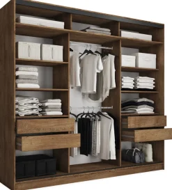 Zestawy Mebli Do Przedpokoju|Szafy Trzydrzwiowe>BROMARKT Duża garderoba szafa przesuwna 250 cm LOFT MAX dąb lefkas