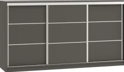 Komody>BROMARKT Duża owa komoda z szufladami i drążkiem 180 cm TOP grafit