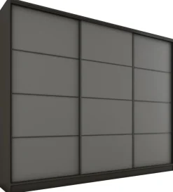 Szafy Trzydrzwiowe|Szafy Do Przedpokoju>BROMARKT Duża grafitowa szafa przesuwna 250 cm do sypialni LOFT MAX