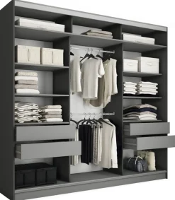 Zestawy Mebli Do Przedpokoju|Szafy Trzydrzwiowe>BROMARKT Duża owa szafa przesuwna do sypialni 250 cm TOP MAX grafit