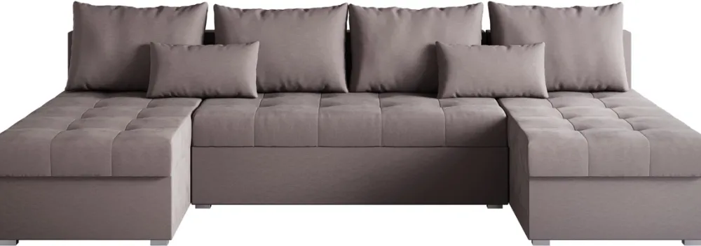 Narożniki>BROMARKT Duża kanapa narożna z funkcją spania HOT U SLIM rozkładana różowa