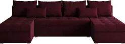 Narożniki>BROMARKT Duża kanapa narożna z funkcją spania do salonu HOT SLIM U burgundowa