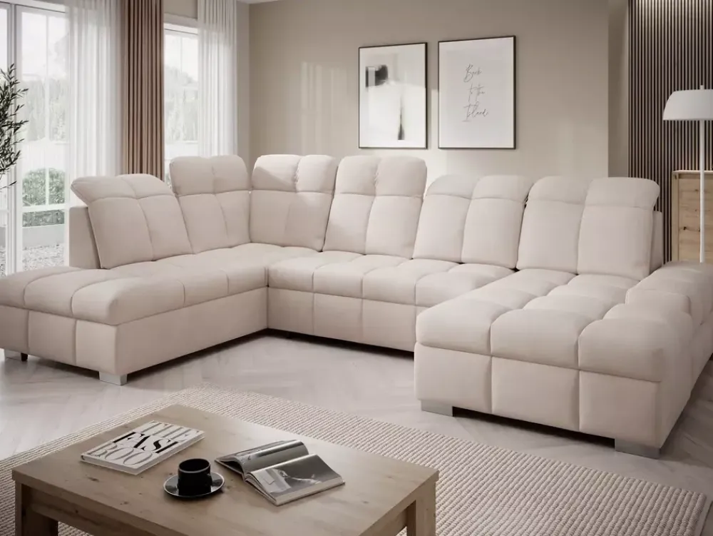 Narożniki>NEXT COLLECTION Duża kanapa narożna z funkcją spania i regulowanymi zagłówkami PERRO