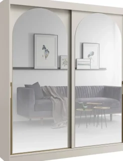 Szafy Dwudrzwiowe|Szafy Do Przedpokoju>JUREK Duża owa szafa przesuwna 180 cm z lustrami MORIN kaszmir