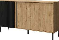 Zestawy Mebli Do Salonu|Komody>JUREK Duża komoda do salonu z lamelami 145 cm MALEZJA