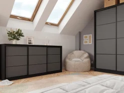 Komody></noscript>BROMARKT Duża komoda do sypialni z szufladami i drążkiem 200 cm LOFT