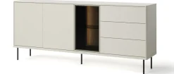 Zestawy Mebli Do Salonu|Komody>lenart. Duża komoda na nóżkach z witryną do salonu 194 cm EPIRO z oświetleniem kaszmir
