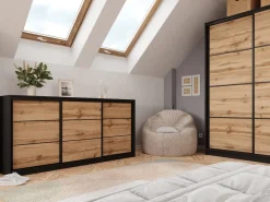 Komody></noscript>BROMARKT Duża komoda przesuwna z szufladami i drążkiem 200 cm LOFT