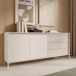 Zestawy Mebli Do Salonu|Komody></noscript>LASKI Duża komoda z szufladami do salonu 187 cm pod telewizor SAREVO beż