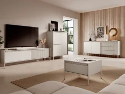 Zestawy Mebli Do Salonu|Komody></noscript>LASKI Duża komoda z szufladami do salonu 187 cm pod telewizor SAREVO beż