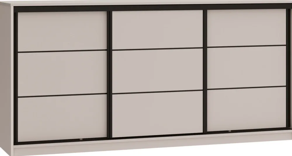 Komody>BROMARKT Duża komoda z szufladami i drążkiem do sypialni 200 cm LOFT beż piaskowy