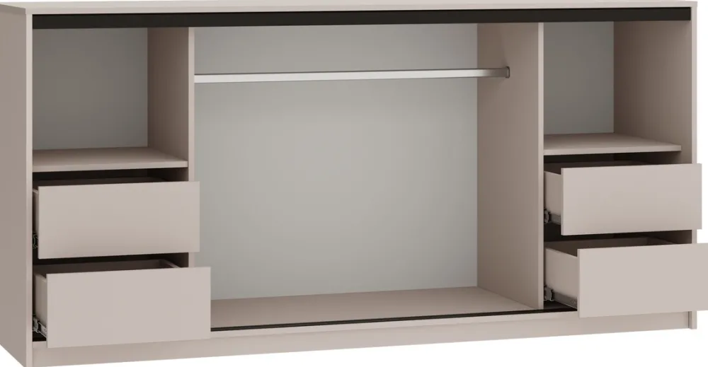 Komody>BROMARKT Duża komoda z szufladami i drążkiem do sypialni 200 cm LOFT beż piaskowy