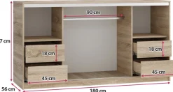 Komody></noscript>BROMARKT Duża komoda z szufladami i drążkiem 180 cm TOP dąb sonoma