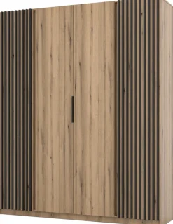 Szafy Młodzieżowe|Szafy Otwierane>Lempert Duża loftowa szafa z lamelami i półkami 200 cm KARAT dąb evoke