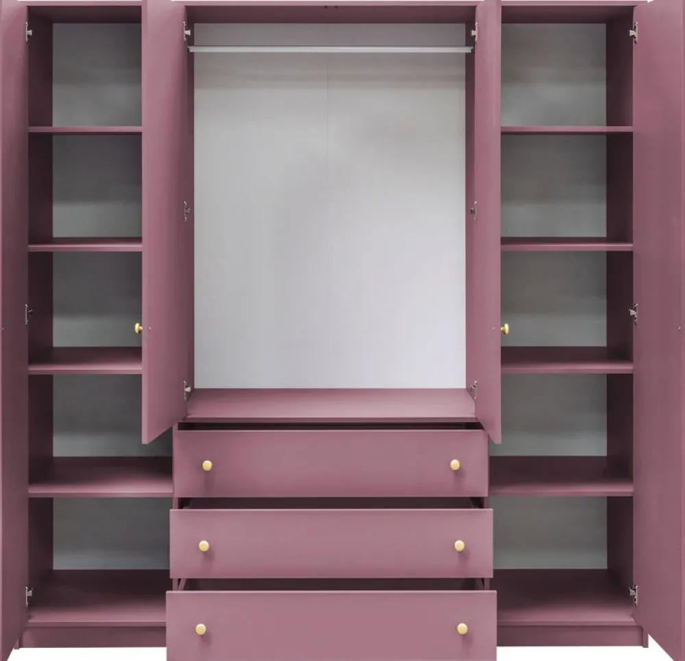 Meble Dla Dzieci|Zestawy Mebli Do Przedpokoju>Stolar Duża nowoczesna czterodrzwiowa szafa z lustrem 196 cm SELMA niebieski