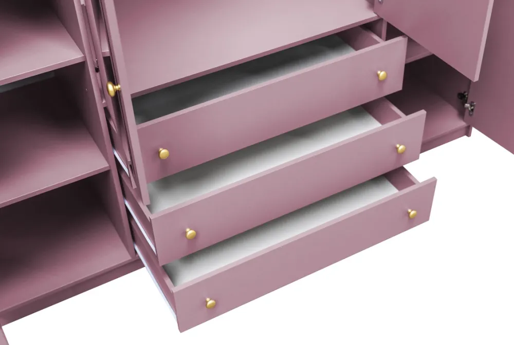 Meble Dla Dzieci|Zestawy Mebli Do Przedpokoju>Stolar Duża nowoczesna czterodrzwiowa szafa z lustrem 196 cm SELMA niebieski