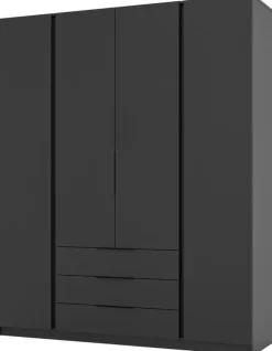 Meble Młodzieżowe>Lempert Duża nowoczesna szafa do sypialni z szufladami 200 cm KARAT czarny