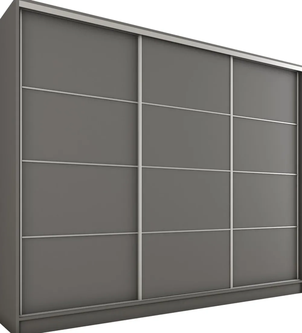 Zestawy Mebli Do Przedpokoju|Szafy Trzydrzwiowe>BROMARKT Duża nowoczesna szafa przesuwna 250 cm TOP grafit