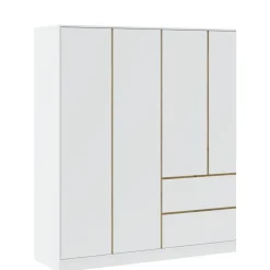 Meble Młodzieżowe|Zestawy Mebli Do Sypialni>INTER MEBLE Duża szafa 195 cm do sypialni z drzwiami i szufladami BALVIO biały