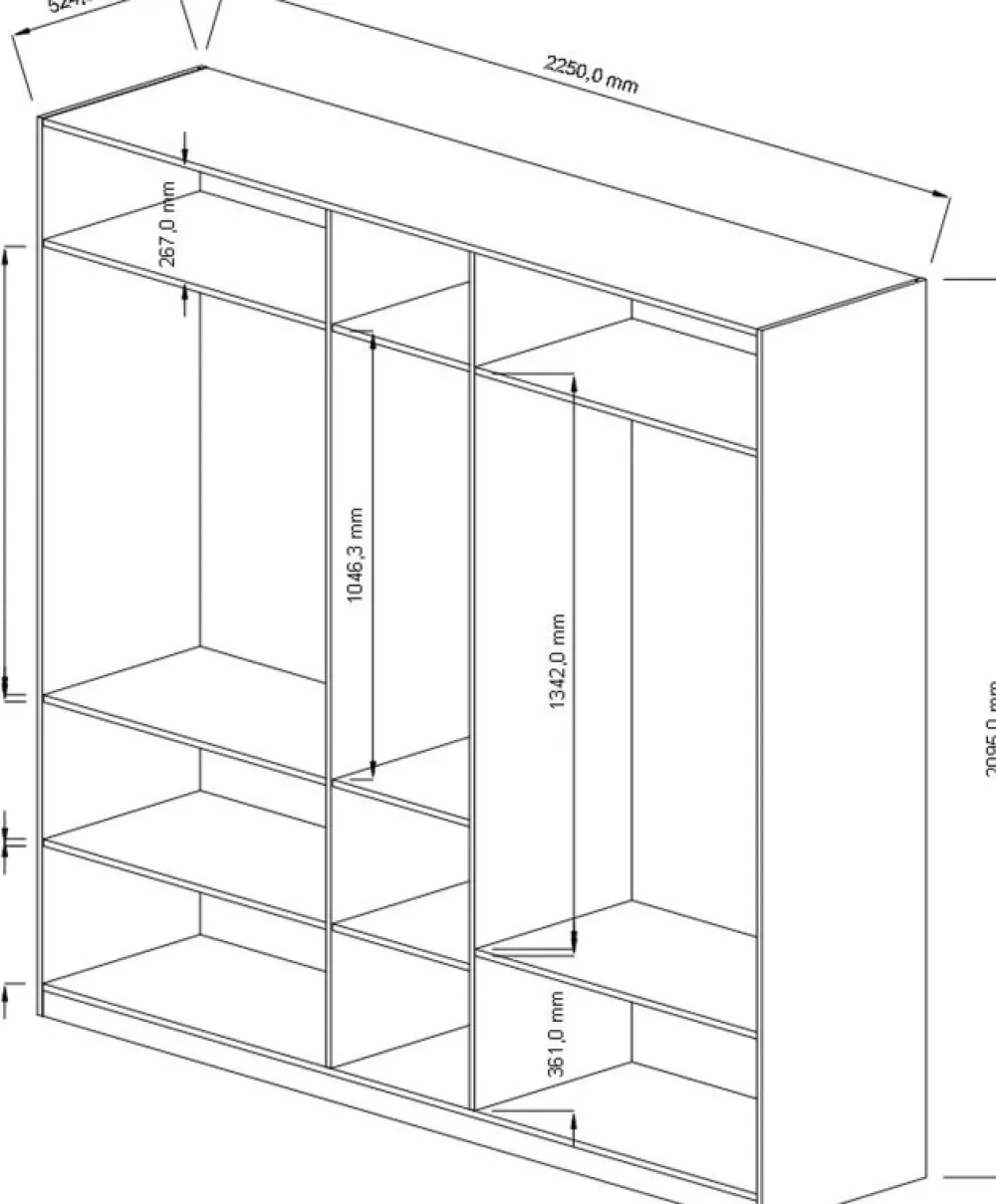 Szafy Otwierane>INTER MEBLE Duża szafa 225 cm do sypialni na ubrania z szufladą ARLENE dąb artisan