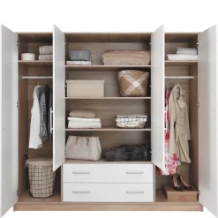 Zestawy Mebli Do Przedpokoju|Szafy Modułowe>MEBLAR Duża szafa garderoba z lustrem i półkami 200 cm SEVAS