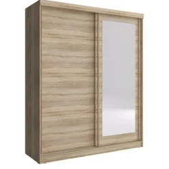 Szafy Dwudrzwiowe|Szafy Z Lustrem>PIASKI Duża szafa na ubrania 200 cm ALONA dąb sonoma