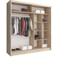 Szafy Dwudrzwiowe|Szafy Z Lustrem>PIASKI Duża szafa na ubrania 200 cm ALONA dąb sonoma