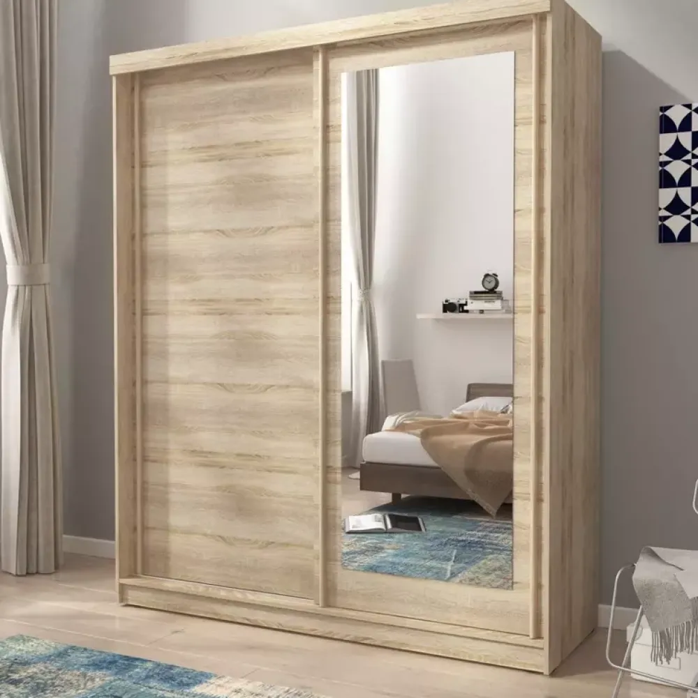 Szafy Dwudrzwiowe|Szafy Z Lustrem>PIASKI Duża szafa na ubrania 200 cm ALONA dąb sonoma