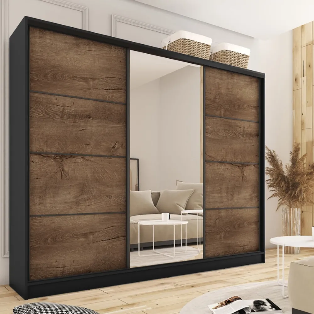 Zestawy Mebli Do Przedpokoju|Szafy Trzydrzwiowe>BROMARKT Duża szafa na ubrania 280 cm LOFT