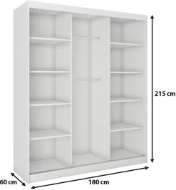 Zestawy Mebli Do Przedpokoju|Szafy Trzydrzwiowe></noscript>Meblohand Duża szafa na ubrania 180 cm CUBE dąb sonoma