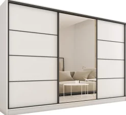 Zestawy Mebli Do Przedpokoju|Szafy Trzydrzwiowe>BROMARKT Duża szafa na ubrania biała 280 cm LOFT biały