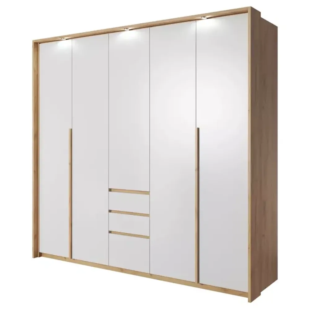 Meble Młodzieżowe|Zestawy Mebli Do Sypialni>LASKI Duża szafa na ubrania dąb craft biały IKAR