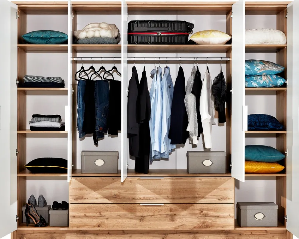 Meble Młodzieżowe|Zestawy Mebli Do Przedpokoju>Stolar Duża szafa pięciodrzwiowa z półkami i szufladami 255 cm VELAR