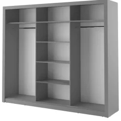 Zestawy Mebli Do Sypialni|Szafy Trzydrzwiowe>lenart. Duża szafa przesuwna 250 cm do sypialni z lustrem ARTI szary