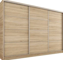 Szafy Trzydrzwiowe|Szafy Do Przedpokoju>BROMARKT Duża szafa przesuwna 250 cm TOP dąb sonoma