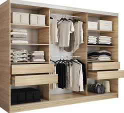 Szafy Trzydrzwiowe|Szafy Do Przedpokoju>BROMARKT Duża szafa przesuwna 250 cm TOP dąb sonoma