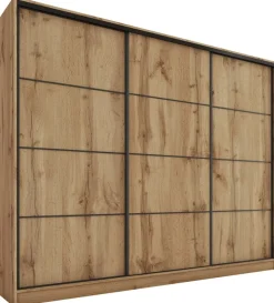 Zestawy Mebli Do Przedpokoju|Szafy Trzydrzwiowe>BROMARKT Duża szafa przesuwna 280 cm do garderoby LOFT MAX dąb wotan