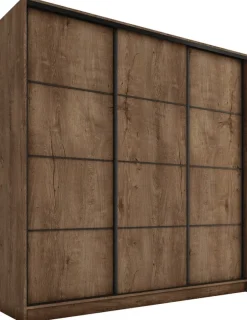 Szafy Trzydrzwiowe|Szafy Do Przedpokoju>BROMARKT Duża szafa przesuwna 200 cm z półkami i szufladami LOFT MAX dąb lefkas