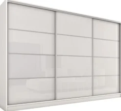 Zestawy Mebli Do Przedpokoju|Szafy Trzydrzwiowe>BROMARKT Duża szafa przesuwna biała połysk TOP biały połysk