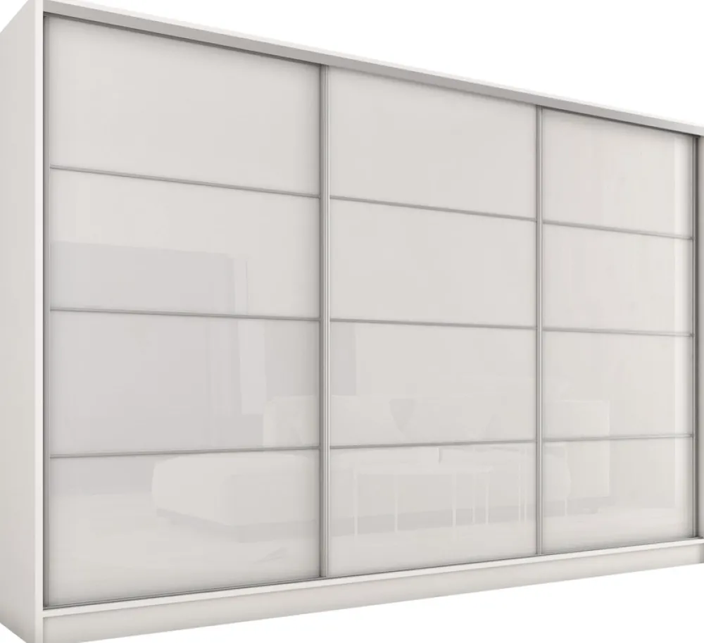 Zestawy Mebli Do Przedpokoju|Szafy Trzydrzwiowe>BROMARKT Duża szafa przesuwna biała połysk TOP biały połysk