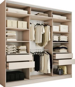 Zestawy Mebli Do Przedpokoju|Szafy Trzydrzwiowe>BROMARKT Duża szafa przesuwna do sypialni 250 cm TOP MAX beż piaskowy