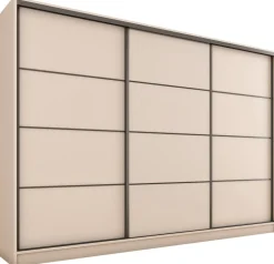 Zestawy Mebli Do Przedpokoju|Szafy Trzydrzwiowe>BROMARKT Duża szafa przesuwna do sypialni 250 cm LOFT beż piaskowy