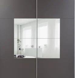 Szafy Dwudrzwiowe|Szafy Z Lustrem>Stolar Duża szafa przesuwna do sypialni z lustrem i półkami 250 cm BOLTON grafit