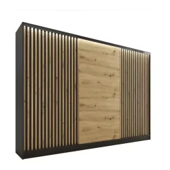 Zestawy Mebli Do Przedpokoju|Szafy Trzydrzwiowe>BROMARKT Duża szafa przesuwna z lamelami LOFT 280 cm