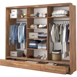 Zestawy Mebli Do Sypialni|Zestawy Mebli Do Przedpokoju>lenart. Duża szafa przesuwna z lustrem 250 cm szuflady półki ARTI dąb stirling