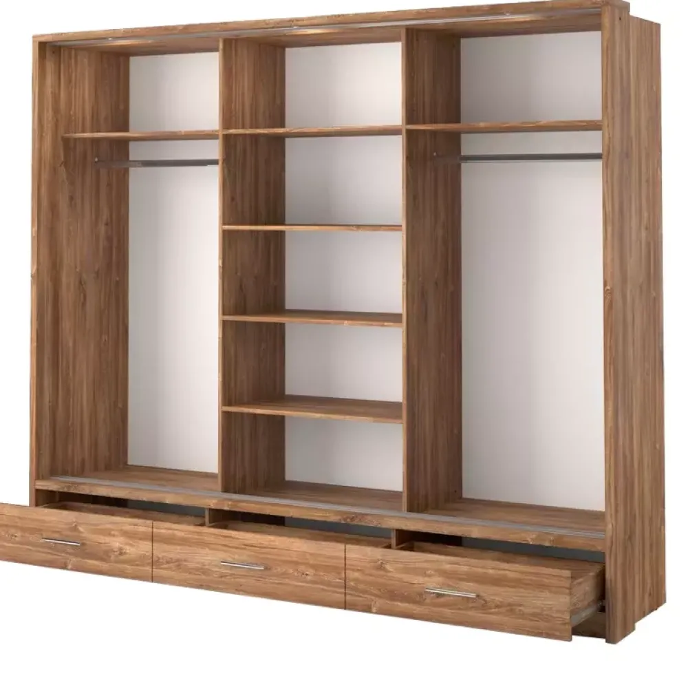 Zestawy Mebli Do Sypialni|Zestawy Mebli Do Przedpokoju>lenart. Duża szafa przesuwna z lustrem 250 cm szuflady półki ARTI dąb stirling